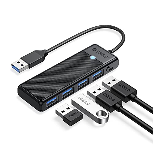 ORICO USB 3.0 Hub, 4-Port USB Hub with 0.5Ft Cable, Ultra Slim USB-Splitter for Laptop MacBook Pro, iMac, Surface Pro, XPS, PS5，PC, Flash Drive, Mobile HDD - size: 0.5Ft