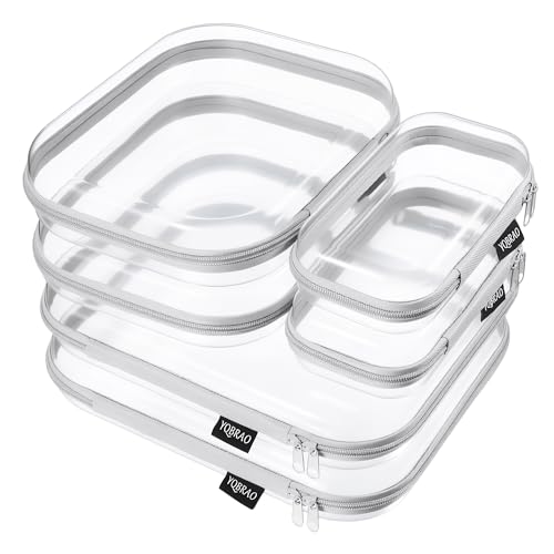 YQBRAO 6 Pack Sleek Gray Clear Hard Shell Zipper Case, 1.2mm Heavy Duty Tech & Cord Organizer Pouches, Crush-Proof Electronic Storage for Travel, Tools & Diaper Bag (2L+2M+2S) - color: Grey, size: 6 Pack (2L+2M+2S)