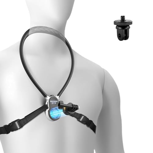 NEEWER GP-76 Magnetic Neck Mount Compatible with GoPro DJI Action Cameras, Quick Release Neck Holder with Air Cushion & Adjustable Chest Strap, Accessories Kit for POV Video Recording Vlogging - style: GP-76
