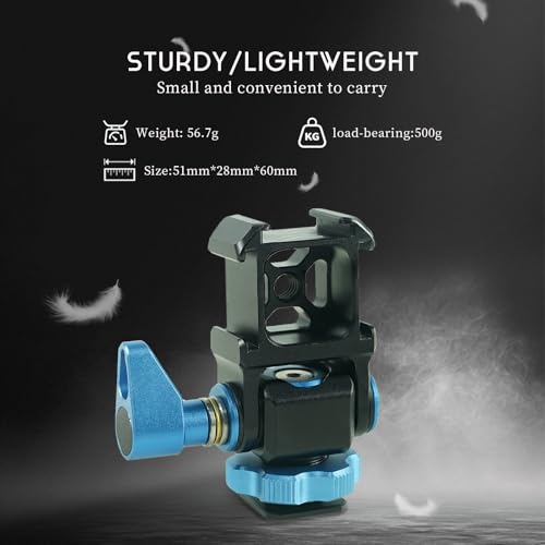 Tripod Ball Head Mount 3 Port Cold Shoe Mount with 1/4"-20 Thread, 360° Rotating Panoramic Ball Head for DSLR Camera Tripod Monopod Slider Camcorder Camera Cage Flash LED Monitor Microphone