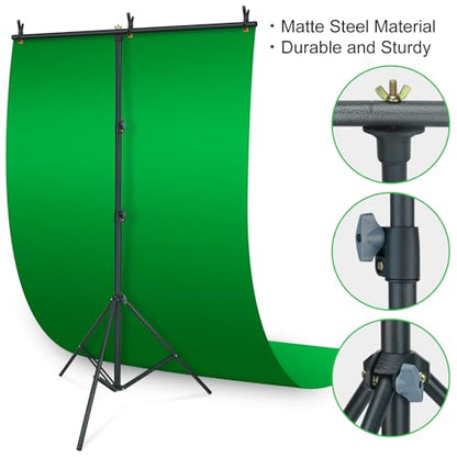 LINCO Lincostore Green Screen Backdrop Kit 5x6.7ft, Portable Green Screen Stand with T-Shape Stand Holder, Carrying Bag for Photography, Party, Decoration, Streaming, Video AM207
