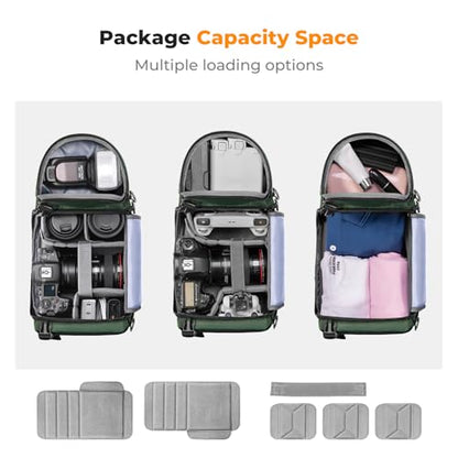 K&F CONCEPT Camera Sling Bag Crossbody Bag Camera Shoulder Backpack DSLR/SLR/Mirrorless Photography Bags Compatible with Canon/Nikon/Sony/Fuji/Gopro/DJI - color: Green, size: Medium
