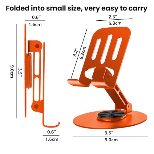 Universal Metal Cell Phone Stand, Multi-Angel Adjustable 360° Rotation Non-Slip Metal Phone Stand Compatible with iPhone 17 Pro Max and All Smartphones (20PCS Orange) - color: 20PCS Orange