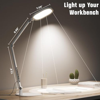 LitONES LED Desk Lamp for Home Office, 15W Desk Light with CRI >95, Memory & Timer Function, 1200LM Dimmable Computer Light for Video Calls, Conference, Reading, Study (White) - color: White - 1 Pack