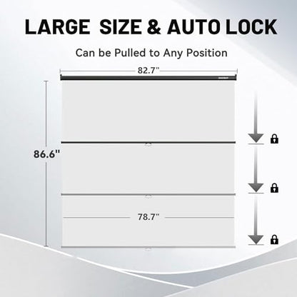 RAUBAY Retractable Pull Down White Screen Backdrop - 78.7" x 86.6" Collapsible Wall-Mount Background for Professional Video Production, Photography, TikTok and Video Conferencing - color: White, size: Wider(78.7 x 86.6in)