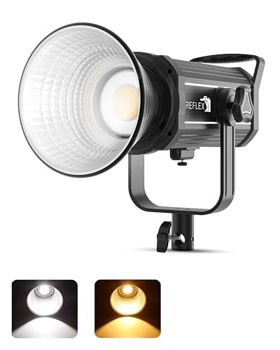 Reflex Camera Professional 300W Dimmable Bi-Color Bowens LED COB Studio Light 3200K-5600K Adjustable, Portable, Warm to Daylight Adjustment, U Bracket with 360 Degree Movement Continuous Light