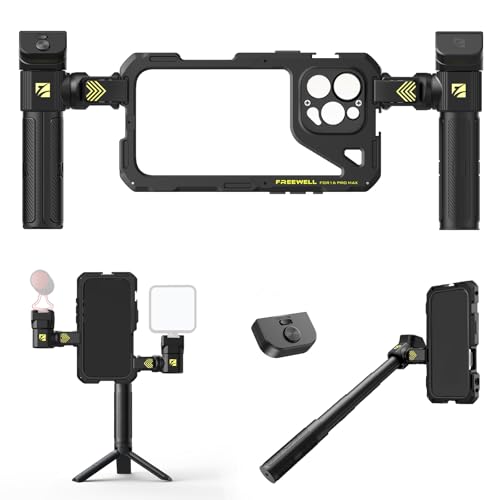 Freewell Genius Rig Cage for iPhone 16 Pro Max - Tool-Free Setup, Multifunctional Tripod and Monopod Handles, Bluetooth Remote - style: 16 Pro Max
