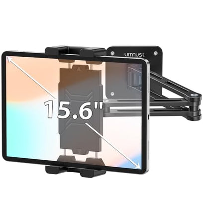 Urmust Tablet Wall Mount Holder for iPad, 4.7-15.6" | 360° Rotation Adjustable, Aluminum Extendable Arm, iPad mini/Air/Pro/Galaxy Tab/Kindle, Kitchen Home Office - size: 2 Arm Pro-Up to 15.6"