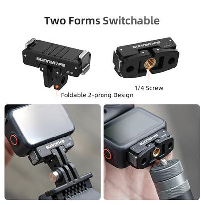 Dual-Direction Magnetic Mount Adapter for DJI Osmo Action 6/Nano - Quick-Release Base with 1/4" Thread & Foldable Connector for Tripods, Selfie Sticks, Vlogging Accessories