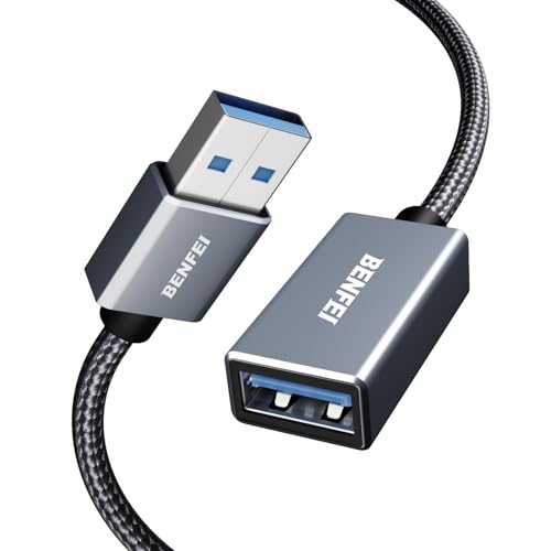 BENFEI USB 3.0 Extension Cable 16 Feet, Nylon Braided Compatible with Webcam, Camera, Phone, USB hub, Mouse, Keyboard, Printer, Hard Drive, Headset - size: 16 Feet
