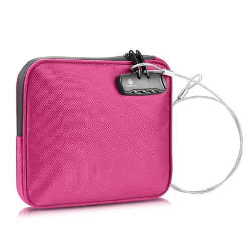 KOSMCCO Beach Locking Bag, Portable Safe, 9x7.5 Inch, Rose Red | Anti-Theft Design, Security Cable Included, Holds Phone Wallet and Keys, Ideal for Beach Pool Cruise and Travel - color: Rose Red