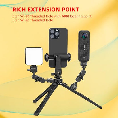 Zeadio Heavy Duty Metal Tripod Stand - Adjustable Universal Small Table Tripod for Camera, Gimbal, Action Cam, Camcorder, Microphone, LED Light, etc(40kg/88lb Load) - style: Basic Version