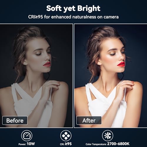 UTEBIT Zoom Lighting for Computer, Adjustable Desk Video Conference Lighting for Video Calls, Desk Ring Light with Stand and Phone Holder for Webcam, Home Office, Online Meetings, Live Streaming