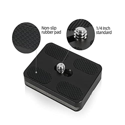 Regetek Aluminum PU-50 Quick Release Plate with 1/4" Screw, Universal Slide-in 50mm*38mm QR Plate for Manfrotto Arca Swiss Benro Acratech Kirk Wimberley Gitzo RRS Markins SUNWAYFOTO SIRUI(Pack of 2)