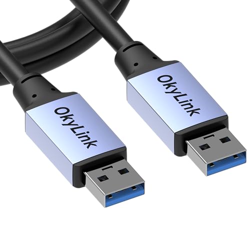 OkyLink USB 3.0/3.2 Gen 1 Data Cable A to A, Male to Male 5Gbps, 5ft | 1.5M, Aluminum Housing, for Barcode Scanner and POS System - color: USB3.0(5Gbps), size: 5ft (1.5m)