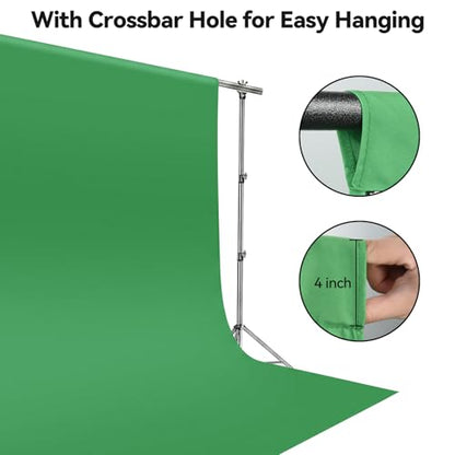 UTEBIT 6X9ft Green Screen Backdrop Polyester Fabric (Backdrop Only) | Green Photo Backdrop Curtain for Photography, Chroma Key Greenscreen Background Sheet for Photoshoot Video Live Streaming
