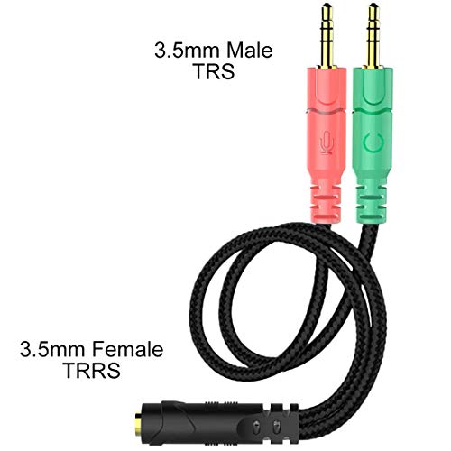 ENVEL Headset and Microphone Splitter Cable for PC Audio Jack Headphones Adapter Convertors 3.5mm Female to Dual Male for Computer Simultaneously Y Splitter