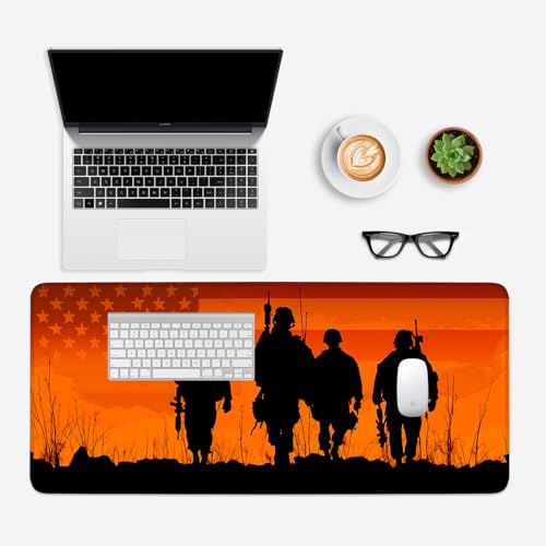 Mouse Pad, Large Anti-Slip with Stitched Edges Desk Mat Desktop Laptop Computer Desk Keyboard Mat,Table Protector Blotter Mat (Soldier, 35.4" x 15.7") - color: Soldier, size: 35.4" x 15.7"