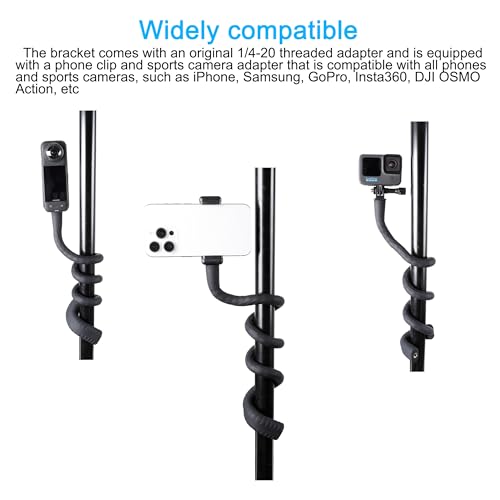 Pellking Flexible Twist Arm Mount Fence Stand for DJI OSMO Pocket 4 3/GoPro/Insta360/Smartphones | Mount for Fence,Tripod, Selfie Stick & Handlebar Accessories