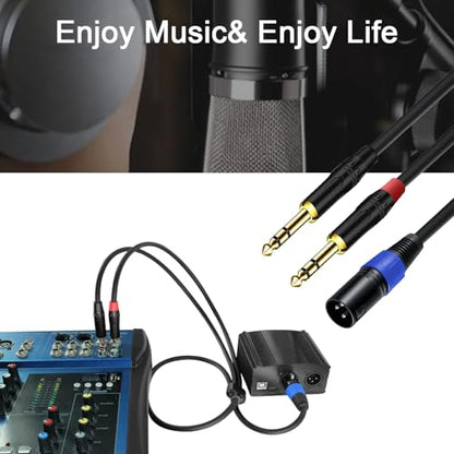 2Pack 6.35mm Dual TRS to XLR Male Cable for Microphone, Mixer, Amplifier, 1.5 FT, 1/4 TRS to XLR Audio Cable, Y Splitter Patch Cord, 3-Pinxlr to Dual 1/4 Male Converter Adapter Cable - size: 1.5Ft, 2Pack, style: Dual 1/4 to XLR Male