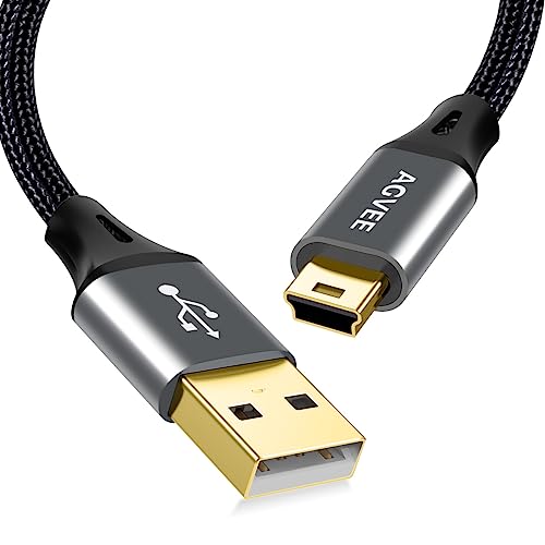 AGVEE 6.6ft Mini USB Cable, Durable USB-A to Mini-B Data and Charger | For TI-84 Calculator, Garmin GPS, Go-Pro Hero 4 3 2 HD, PS3 Controller, Canon Nikon Camera, Blue Yeti Microphone, - color: Dark Gray, size: 6.6ft