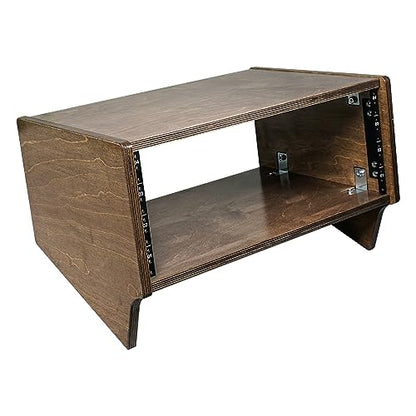 Sound Town DIY 4U Angled Desktop Turret Studio Rack with Solid Baltic Birch Plywood, Weathered Brown, Assembly Required (SDRK-Y4SLB) - size: 4U, Weathered Brown