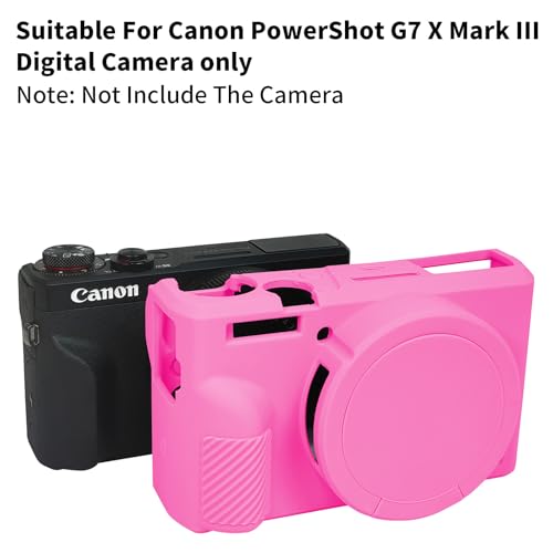 G7X Mark III Case, Soft Silicone Protective Case Cover for Canon Powershot G7X Mark III Digital Camera, Durable Camera Body Skin Protector with Removable Lens Cover - Rosy Pink - color: Rosy Pink
