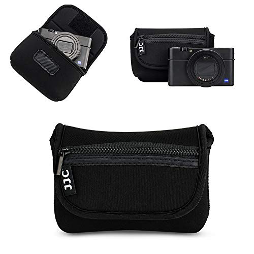 JJC Compact Camera Case Pouch for Sony RX100 VII Kodak Pixpro FZ45, Black | for Sony RX100 VI VA IV DSC-W830 Kodak Ektar H35N Canon SX620 SX610 SX720 ELPH 190 ELPH 180 & More Cameras, Neoprene Material - color: Black