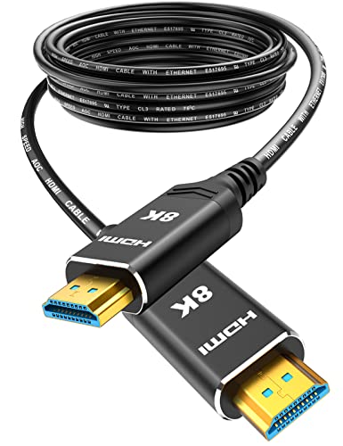 Highwings 50 ft/15.24M HDMI Cable Fiber Optic 8K & 4K, in-Wall CL3 Rated Long HDMI 48Gbps High Speed [8K@60Hz] Dynamic HDR/eARC/HDCP 2.2&2.3/ 3D, from Source to Display Compatible for Desktop GPU - color: Black, size: 50 feet
