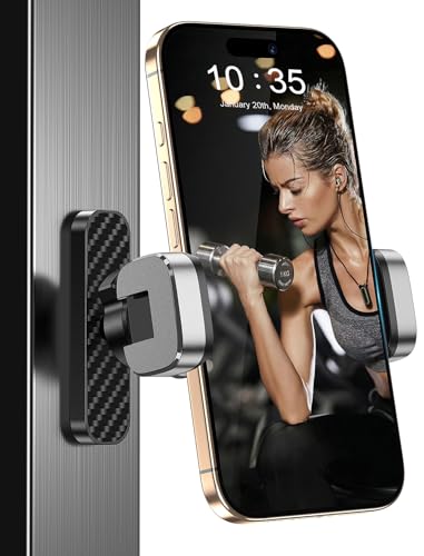 MOKPR Gym Magnetic Phone Holder【Strong Magnets】- 360 Adjustable Magnetic Phone Holders,Phone Holder Gym Accessories for Men Women Compatible with All Phones - color: Grey Black