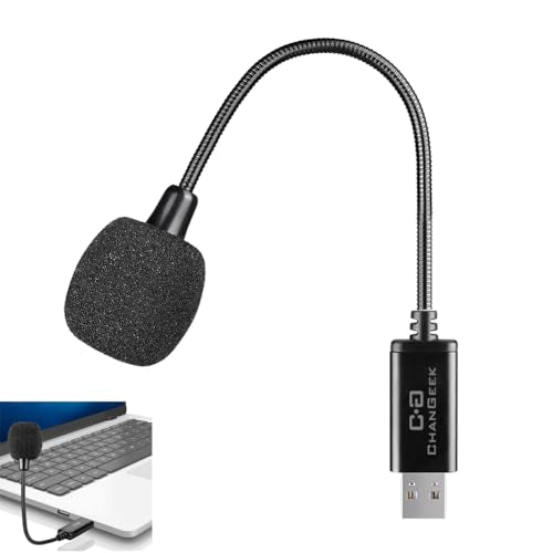 Mini USB Microphone for Laptop and Desktop Computer, with Gooseneck & Universal USB Sound Card, Compatible with PC and Mac, Plug & Play, Ideal Condenser Mic for Remote Work, Online Class | Universal USB Sound Card, Plug & Play, Flexible Gooseneck, Ideal C