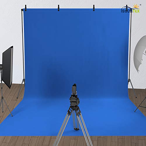 ISSUNTEX 9X15 ft Background Polester Backdrop, Photo Studio, Collapsible High Density Screen for Video Photography and Television-Blue - color: Blue
