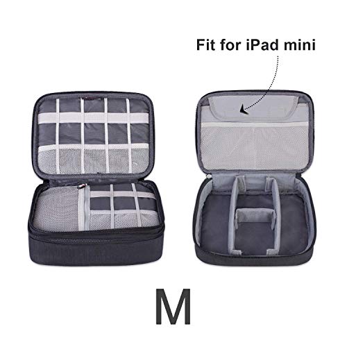BUBM 3pcs Double Layer Electronic Organizer, Travel Gadgets Bag for Cables, External Flash Drive, Mouse, Memory Card, Power Bank and More, Compact and Multi-purpose, Black | Double Layer Travel Gadgets Carry Bag for Cables, External Flash Drive, Mouse, Me