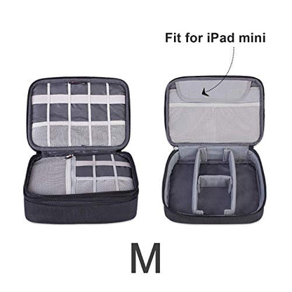 BUBM 3pcs Double Layer Electronic Organizer, Travel Gadgets Bag for Cables, External Flash Drive, Mouse, Memory Card, Power Bank and More, Compact and Multi-purpose, Black | Double Layer Travel Gadgets Carry Bag for Cables, External Flash Drive, Mouse, Me
