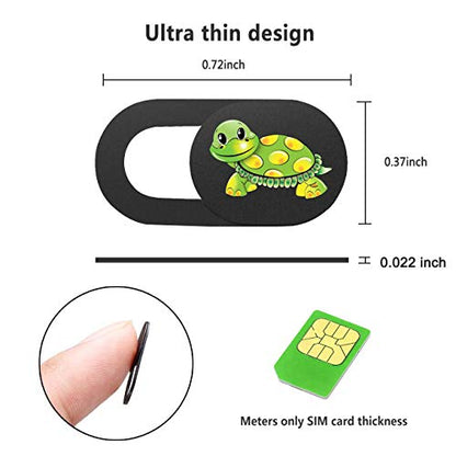 3 Pack Laptop Web Camera Cover Ultra Thin (0.027in) Webcam Cover Slide Turtle Printed for Laptop,Desktop,PC,Macboook,iMac,Computer,Smartphone