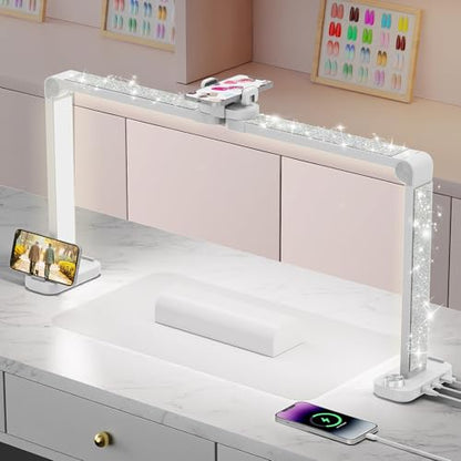 iVict Nail Desk Lamp, 34" Nails Tech Light with Phone Stand, 0-100% Adjustable Brightness, 3000K-6000K Color Temperature Led Desk lamp for Nail, Tattoos, Eyebrows, Beauty(Diamond, Large) - style: Diamond Nails Tech Light
