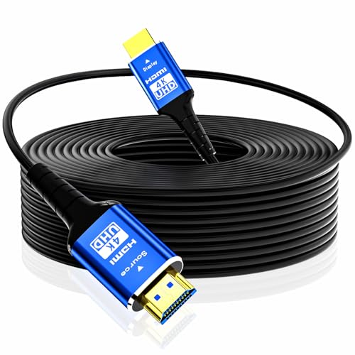 Fiber Optic hdmi Cable 100 ft,18Gbps 4k Ultra high Speed Support 4K@60Hz(4:4:4 RGB) HDR10,HDCP2.2,eARC,3D,CEC Unidirectional Active 2.0 Cord,Shielding Interference,Slim and Flexible - size: Fiber 100 ft