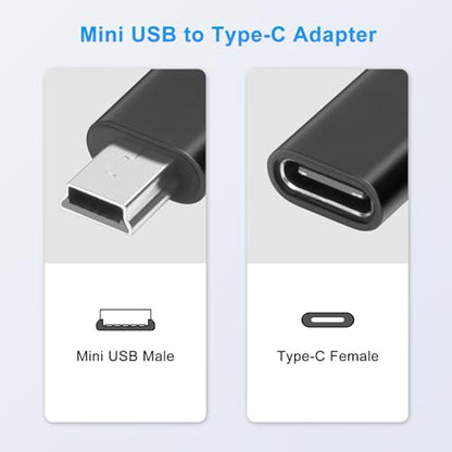 USB C to Mini USB Adapter (2 Pack), USB-C Female to Mini USB Male Adapter, Aluminum Alloy Data Adapter, Compatible with Laptops/Tablets, Flash Drive, MP3 Players, Digital Cameras etc, Black - style: TC-Mini-Black