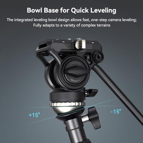 SmallRig CT210 Video Tripod, 75" Video Camera Tripod Monopod with +/-15° Leveling Base Fluid Head, Professional Camera Tripod Compatible with Video Camera, DSLR, Camcorder-4475