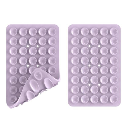 Double Sided Silicone Suction Phone Holder Mount, Silicon Accessory for iPhone and Android, Hands-Free Mirror Shower Phone Holder, TikTok Videos and Selfies (Pink+Violet) - color: Pink+Violet