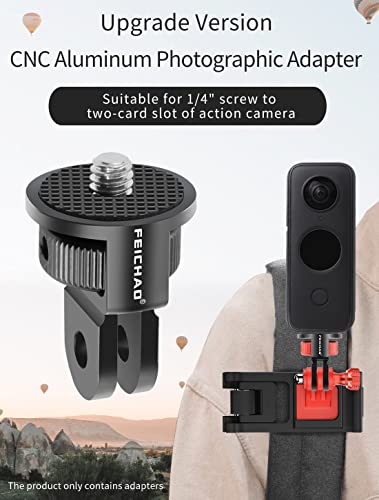 Upgraded Universal Camera Mount Adapter 360 Degree Swivel 1/4" Screw Converter CNC Aluminum Metal Compatible with Gopro Hero 10 9 8 7, Eken, Insta360 One X X2 R Action Camera (Red) - color: Red
