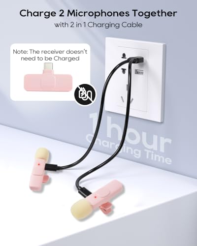USB C Phone Microphone for iphone Android Tablet ipad PC Wireless Lavalier Mini Mic for Content Creator Video Recording Vlogging Youtube Tiktok Podcast Interview Usbc Microphones Small Mics Pink