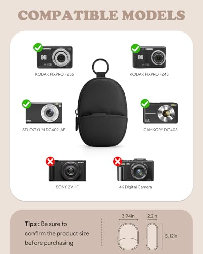 Soft Camera Case Compatible With Kodak Pixpro FZ45 FZ55 & Camkory FHD 1080p, Lightweight Digital Camera Carrying Case With Extra SD Cards Storage, Protective Travel Bag - Perfect Gifts, Black - color: Black