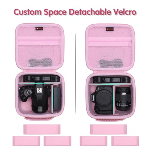 XANAD Hard Camera Case Bag Compatible with Canon EOS Rebel T7/ T100/ R50/ R50 V/RP/ R8/ R6 Mark II/ R7/ R10 DSLR Mirrorless Cameras, for Canon Sony Kodak Panasonic Nikon DSLR Mirrorless Camera, Pink - color: Pink