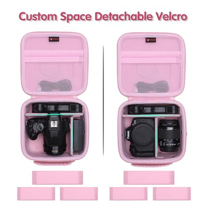 XANAD Hard Camera Case Bag Compatible with Canon EOS Rebel T7/ T100/ R50/ R50 V/RP/ R8/ R6 Mark II/ R7/ R10 DSLR Mirrorless Cameras, for Canon Sony Kodak Panasonic Nikon DSLR Mirrorless Camera, Pink - color: Pink
