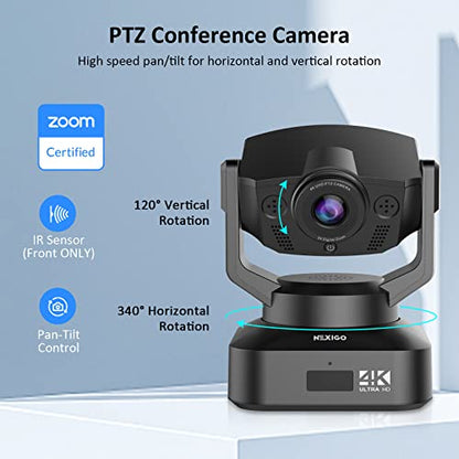 NexiGo N990 4K PTZ Zoomable Webcam, Video Conference Camera System with 5X Digital Zoom, Sony Starvis Sensor, Position Preset, Dual Stereo Mics, Audio Jacks for External Mics (Renewed) - style: 4K PTZ Webcam