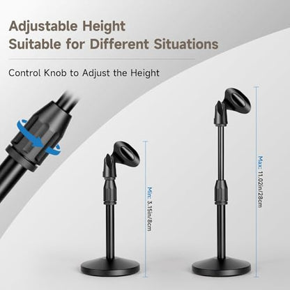 Height&Angels Adjustable Desktop Microphone Stand for Diameter Max 1.77" with Phone Holder and Headset Holder Up to 3.3Lbs, 5/8" Male to 3/8" Adaptor for Blue Yeti Snowball Spark and More (Upgraded) - size: Medium-Upgraded