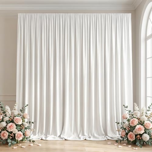 White Backdrop Curtain - 10x10FT Back Drop Curtains for Parties Wrinkle-Free Soft Polyester Photo Backdrop Wedding Decorations Photoground Backdrop Stain-Resistant for Back Drop Stand, 2 Panels - color: White, size: 10 ft x 10 ft(2 panels)