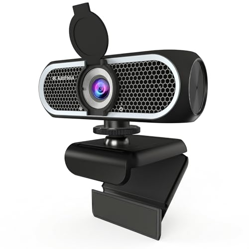 C65 4K Webcam for PC with Autofocus, USB Webcam with Dual Noise-Reducing Mic, Auto White Balance, Low Light Correction, Privacy Shutter, Tripod Included, Streaming Camera for Laptop Desktop Zoom Teams
