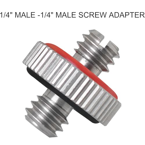 2PCS 1/4 Male to 1/4 Male Threaded Tripod Screw Adapter Conversion Screw with Rubber Grip and Groove Stainless Steel Silver for DSLR Monopods - size: 1/4-20 Male to 1/4-20 Male